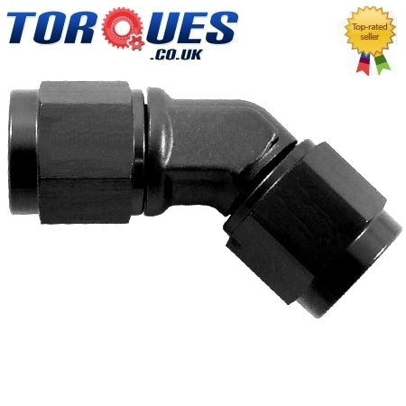 AN -8 45 Degree Female to Female Forged Adapter Black
