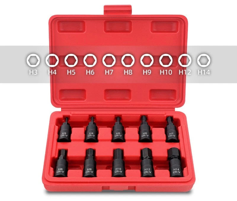 3/8" Dr 48mml S2 Steel Hex Allen Socket Bits Set: | Built Supply Co