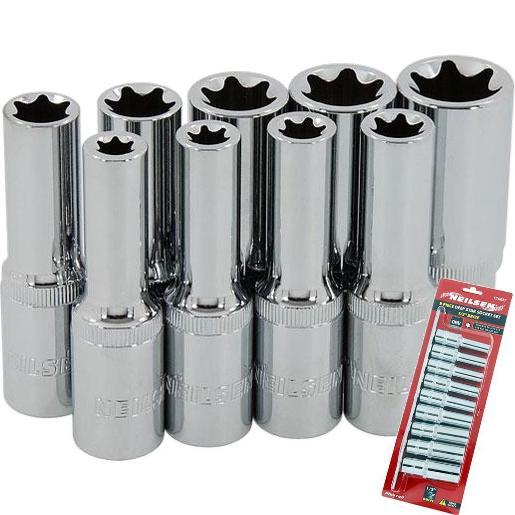 Neilsen 9pc Deep Star Profile Socket Set