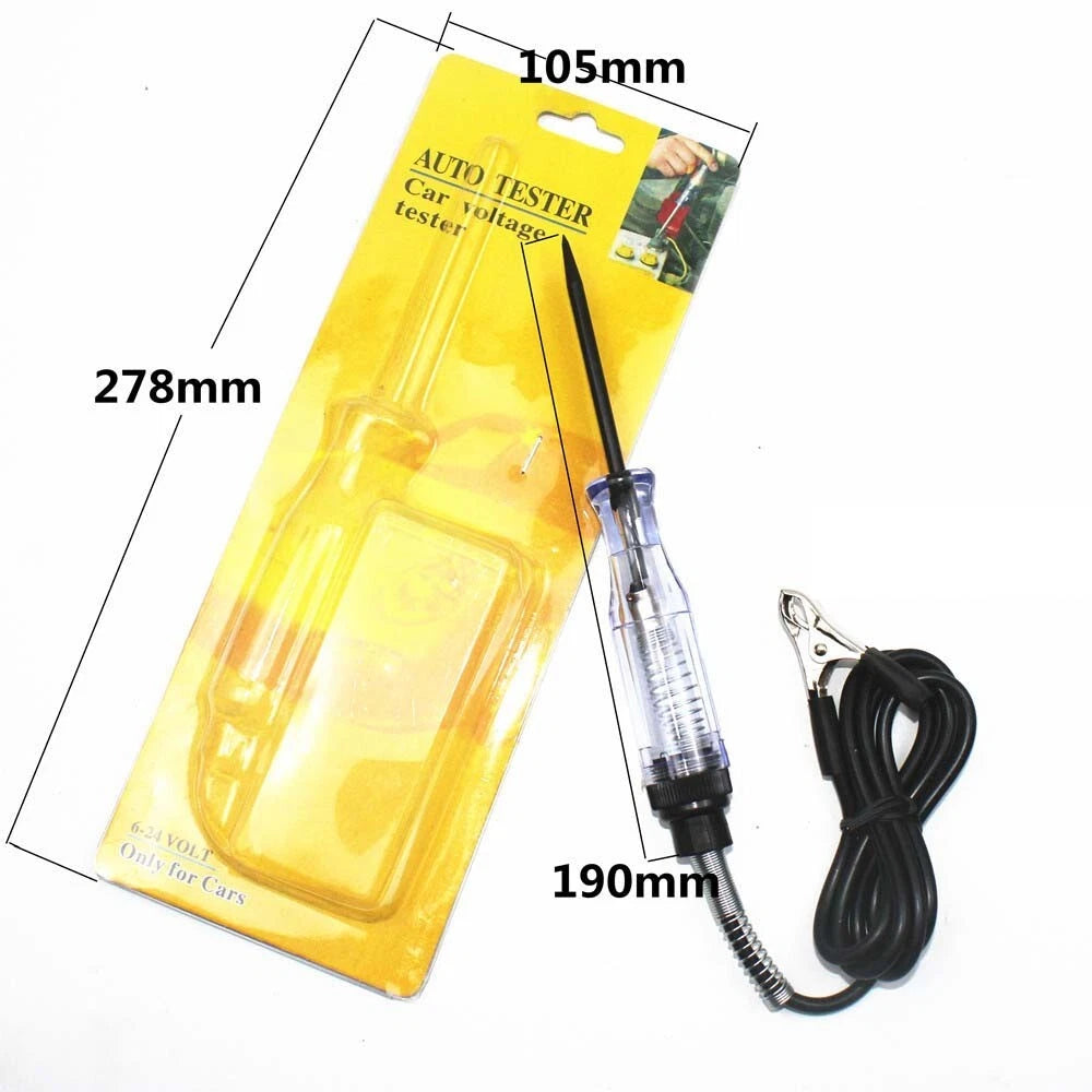 12V/24V Circuit Tester With 3" Probe 40" Lead Wire With Alligator Clip