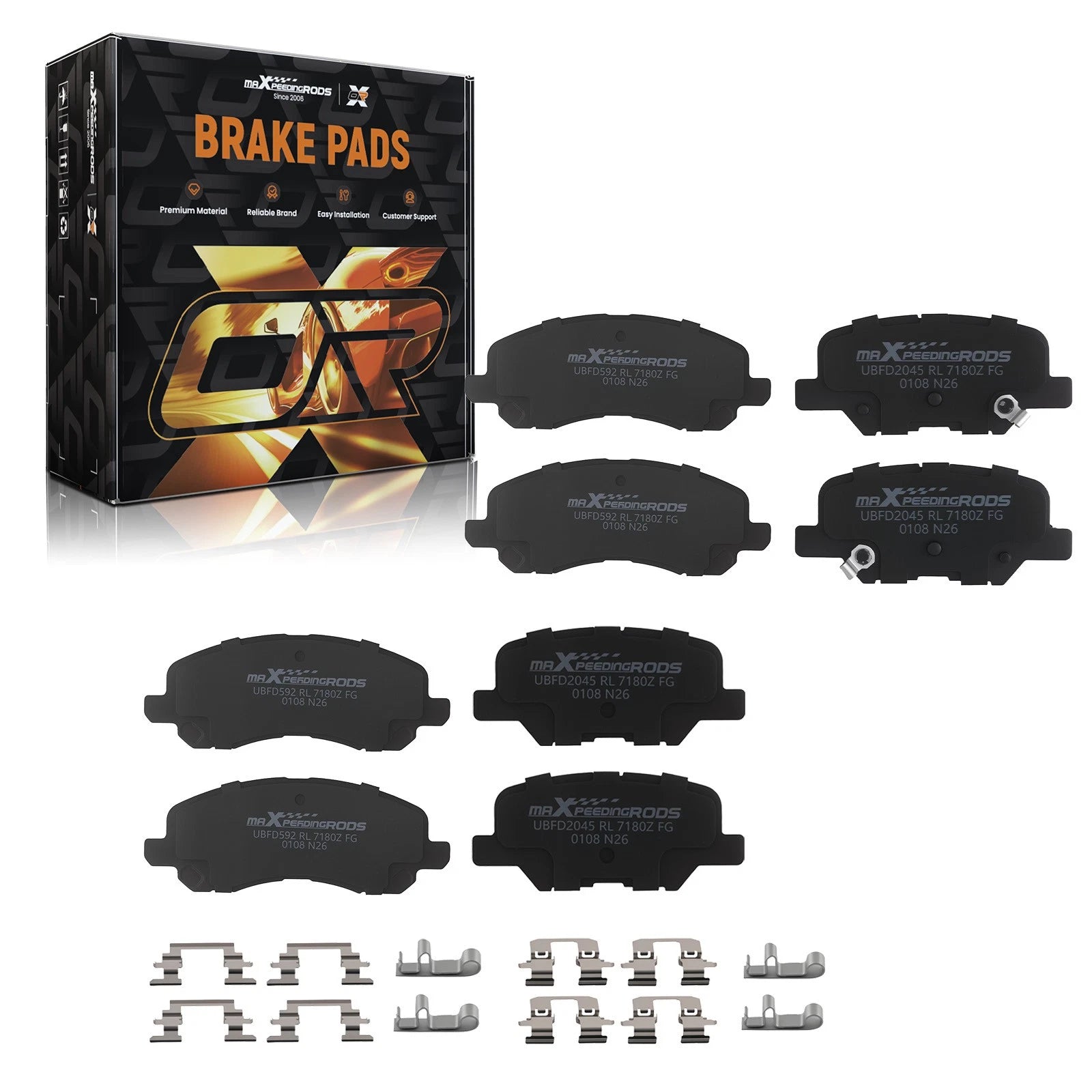 8pcs Front&amp;Rear Ceramic Brake Pads Kit for Mitsubishi RVR 2013-2024 w/Hardwares
