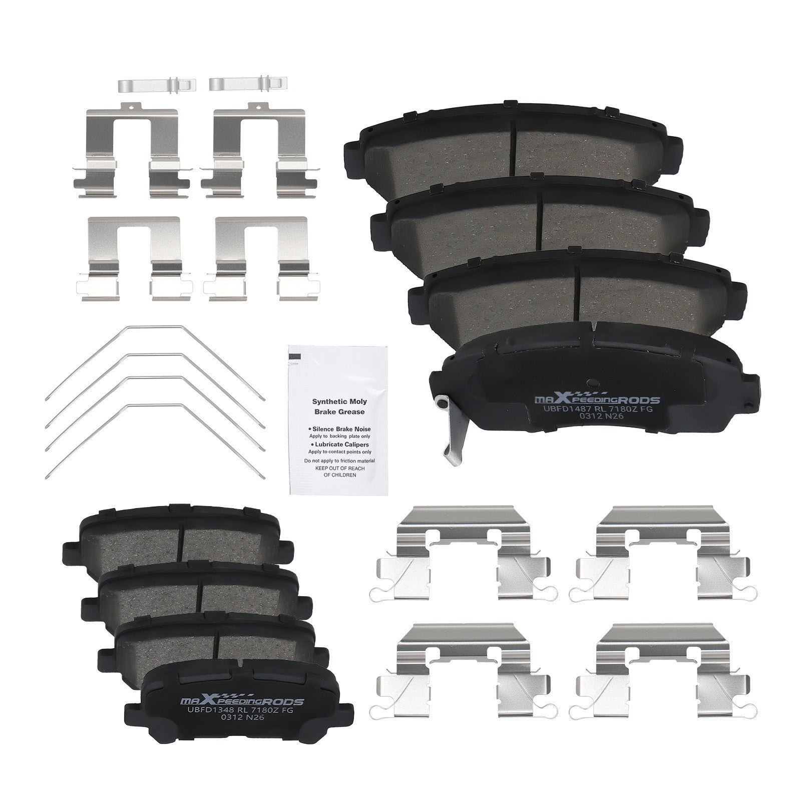 Front Rear L&R Disc Brake Pads Kit for Honda Odyssey 2011 2012 2013