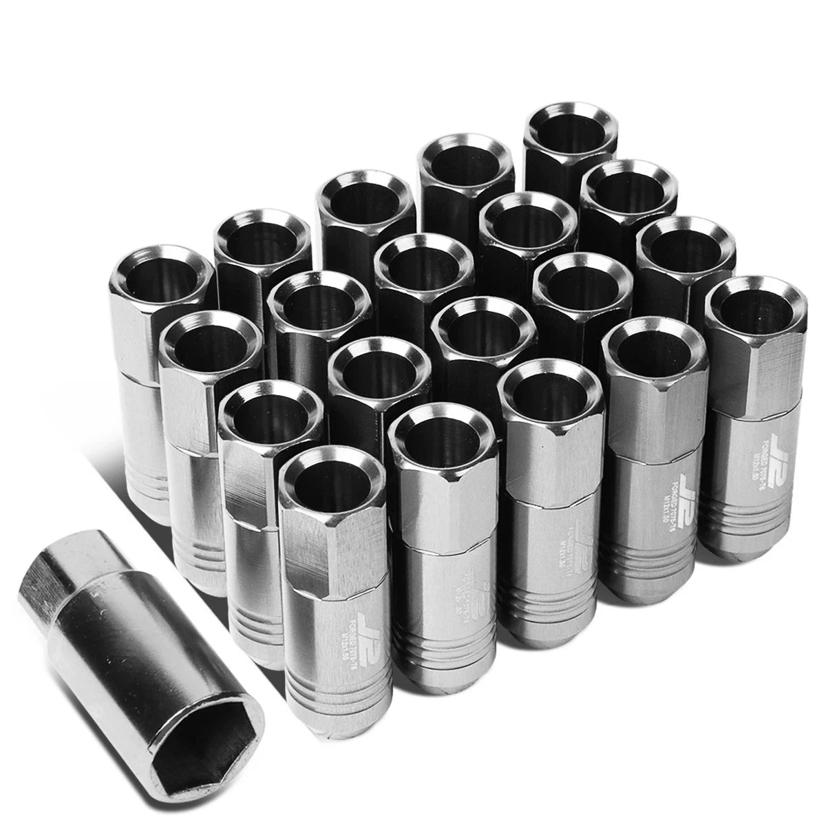 J2 7075 Forged Aluminum M12x1.5 6cm Open-end Lug Nuts Set W/adapter