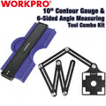 Workpro 10" Contour Gauge 6-sided Angle Measuring Tool Combo Kit