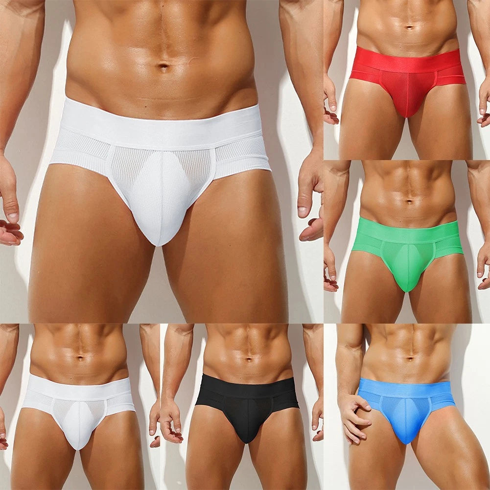 Low Rise Men's For Lifting Briefs Mesh Underwear With Pouch