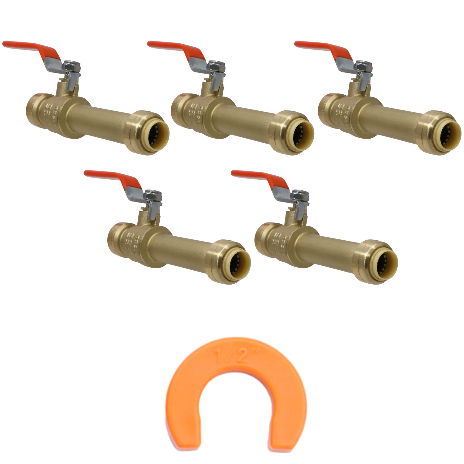 XFITTING 1/2" x 1/2" Push Fit Slip Ball Valve 5 Pack