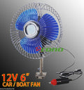 12 Volt 6" Auto Cooling Ocillating Air Fan For Truck Car Boat