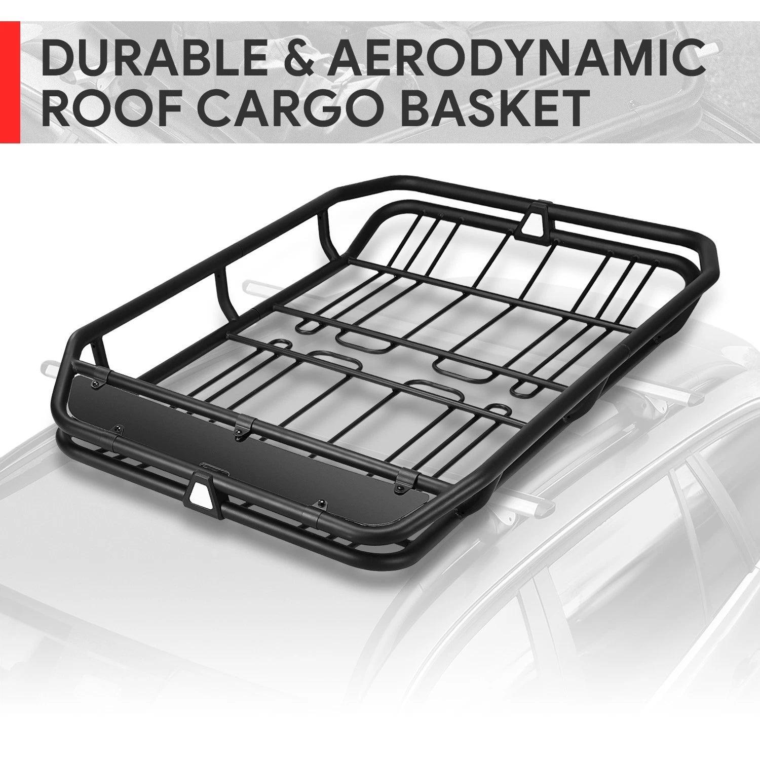 68"l X 41"w X 8"h 150lbs Black Textured Tubular Steel Roof Mount
