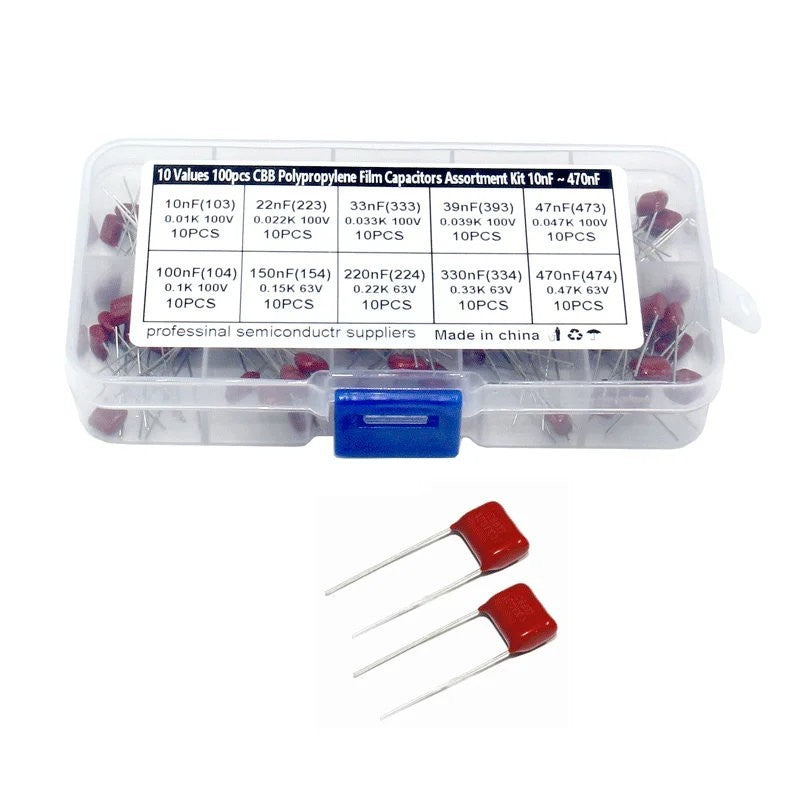 100PCS 10 Values Cbb Metallized Polypropylene Film Capacitor