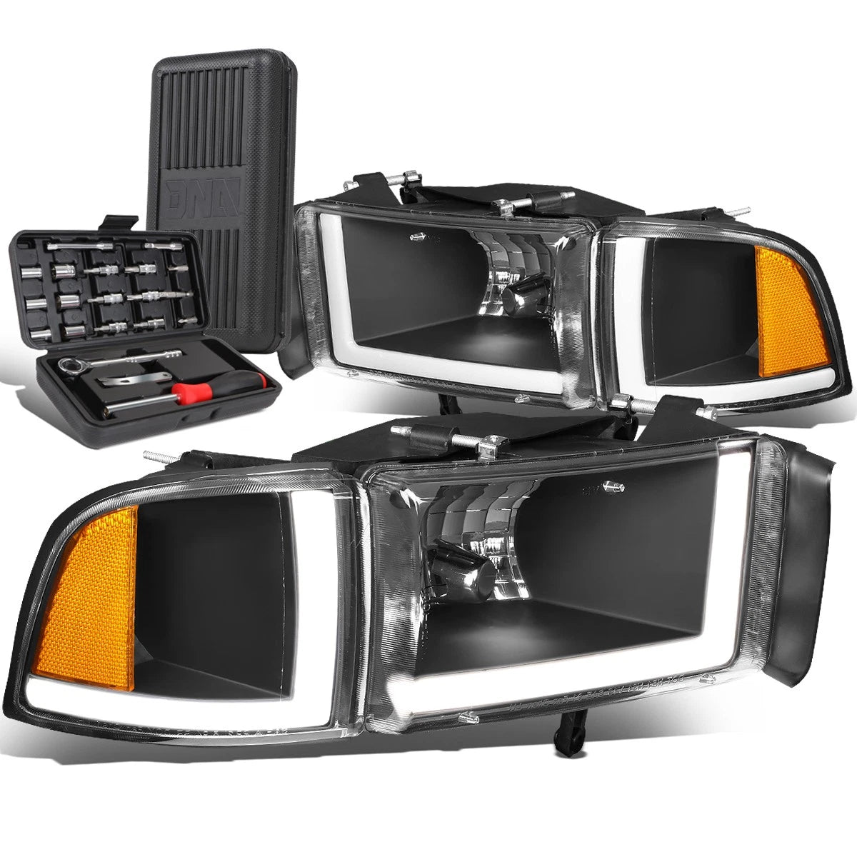 For 1994-2002 Dodge Ram Truck Led Drl Black Amber | Built Supply Co