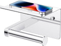 Toilet Paper Holder with Shelf, Adhesive or Screw Wall Mount Toilet