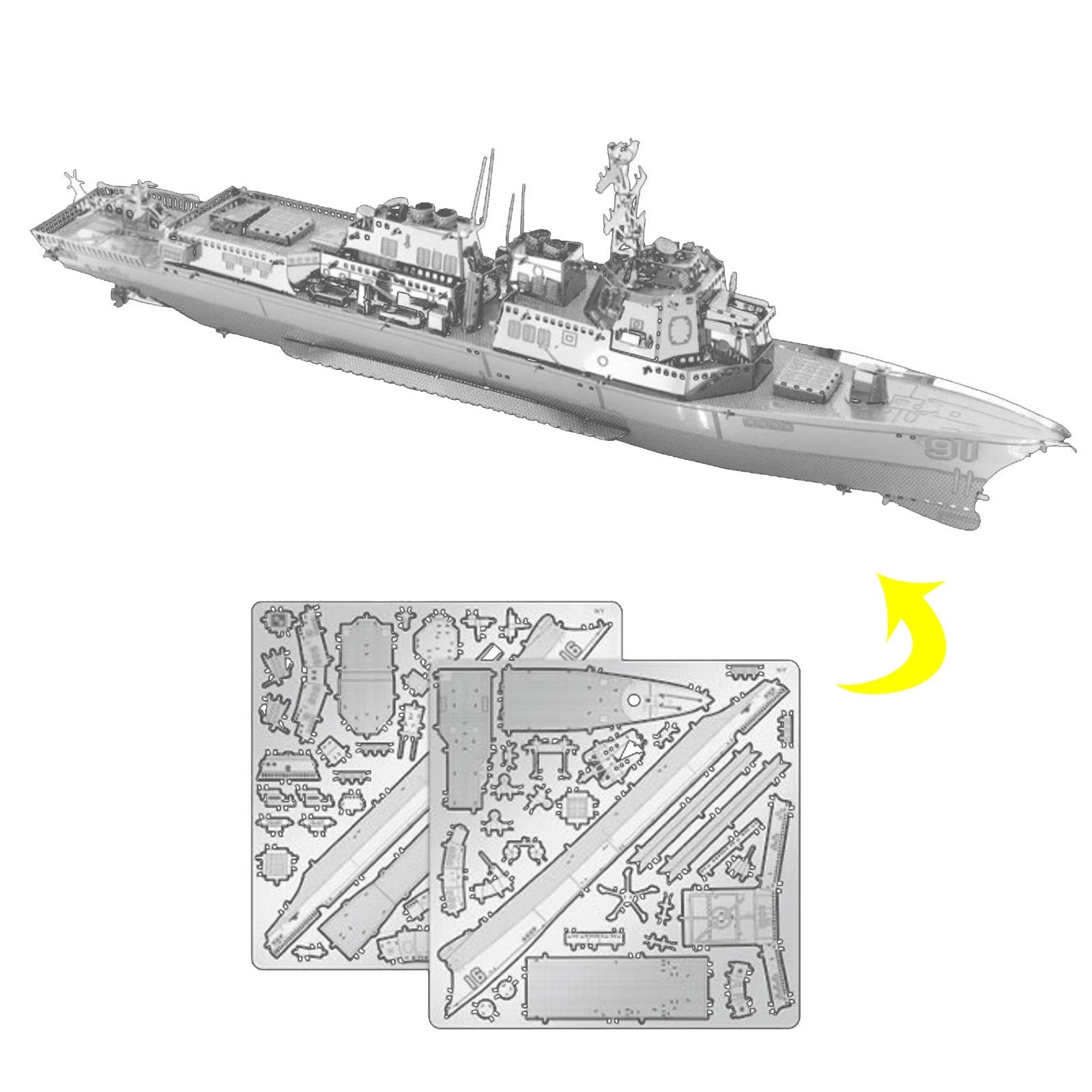 Metal 1:650 Arleigh Burke Class Destroyer 3d Diy Model Building