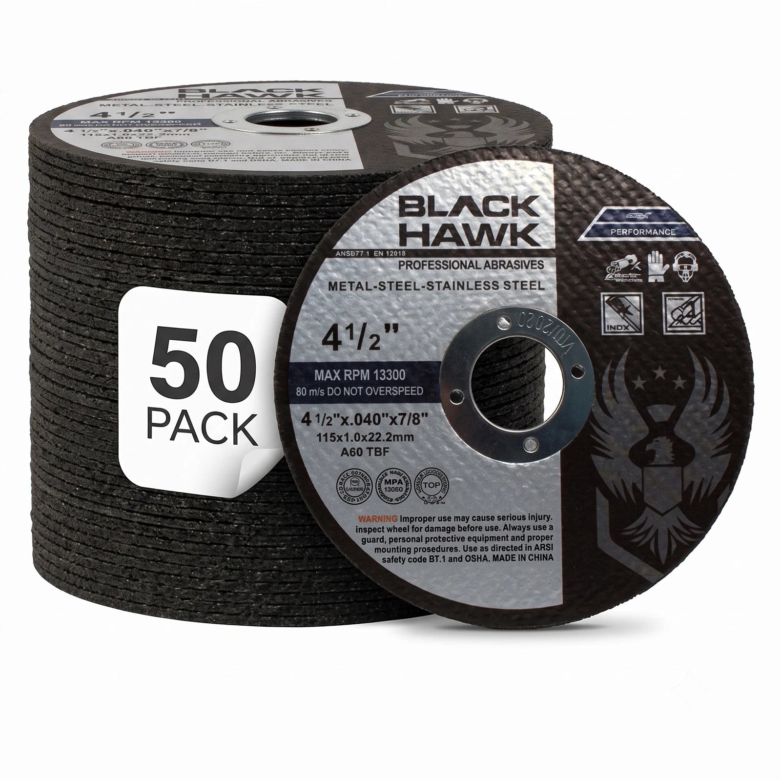 50 Pack 4.5"x.040"x7/8<wbr/>" Thin Cut off Disc Metal &amp; Stainless Steel Cutting Wheels