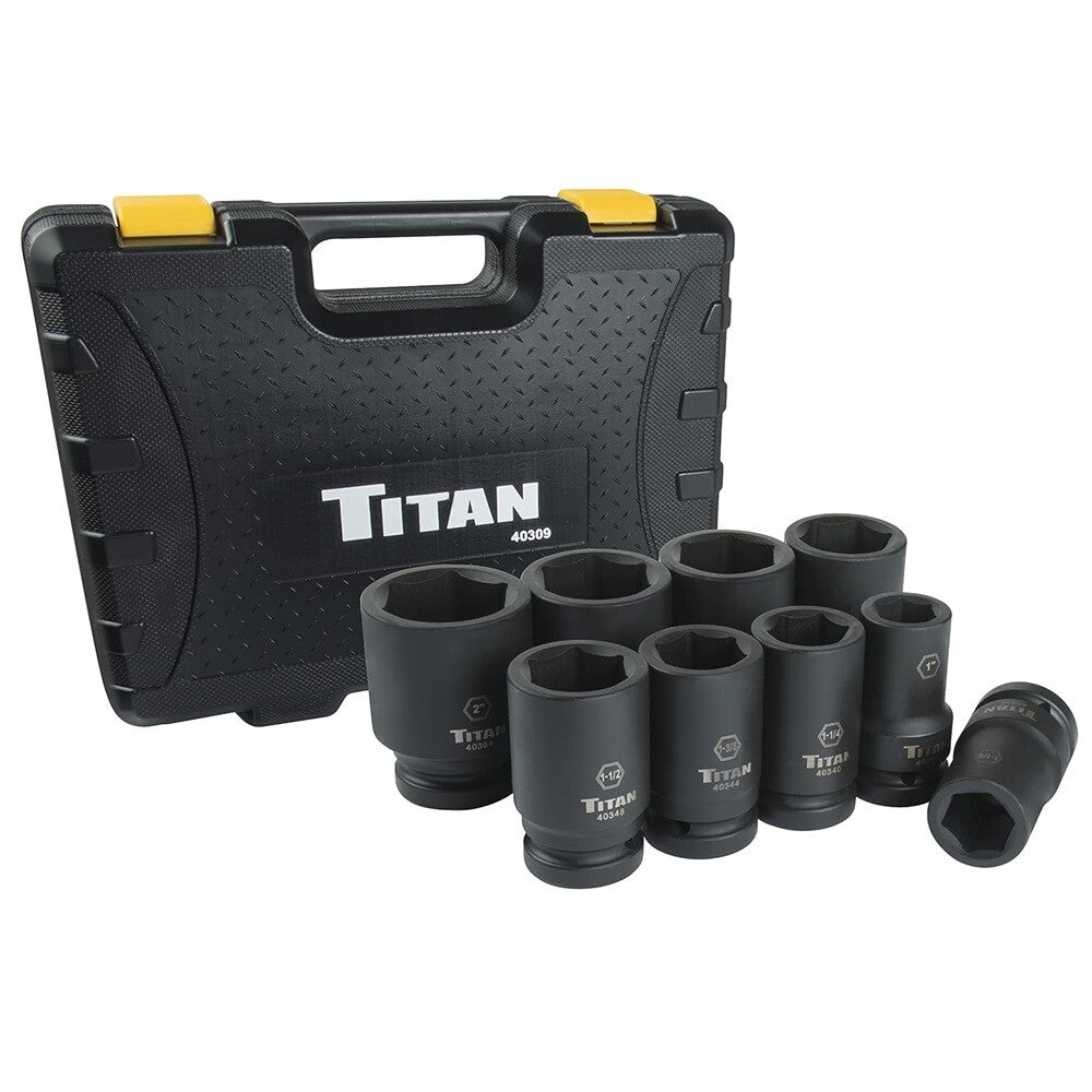 Titan 9-Piece 1-Inch Drive SAE Deep Impact Socket Set by Titan