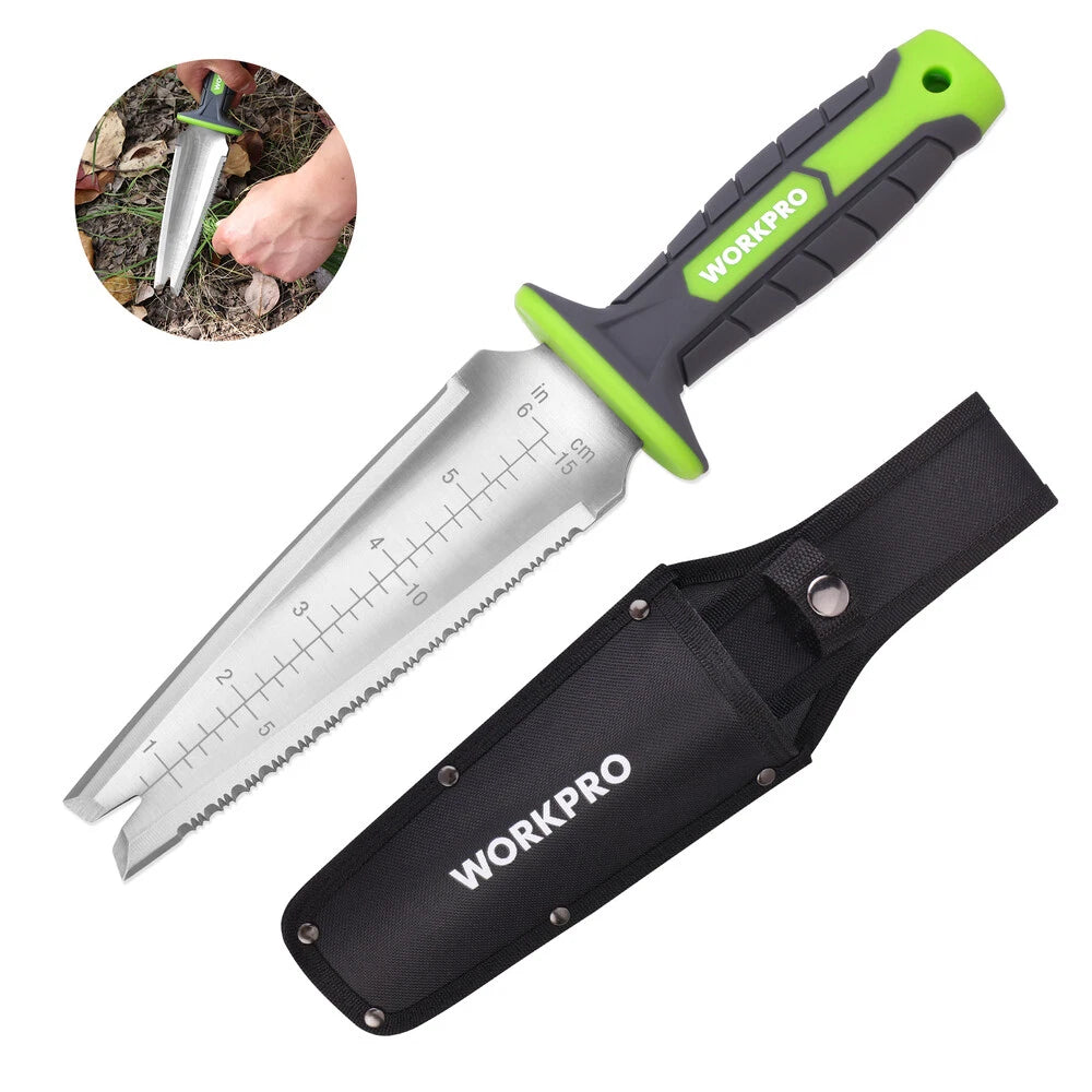 WORKPRO 7" Hori Hori Garden Knife Weed Puller Stainless Steel Blade Cutting Edge