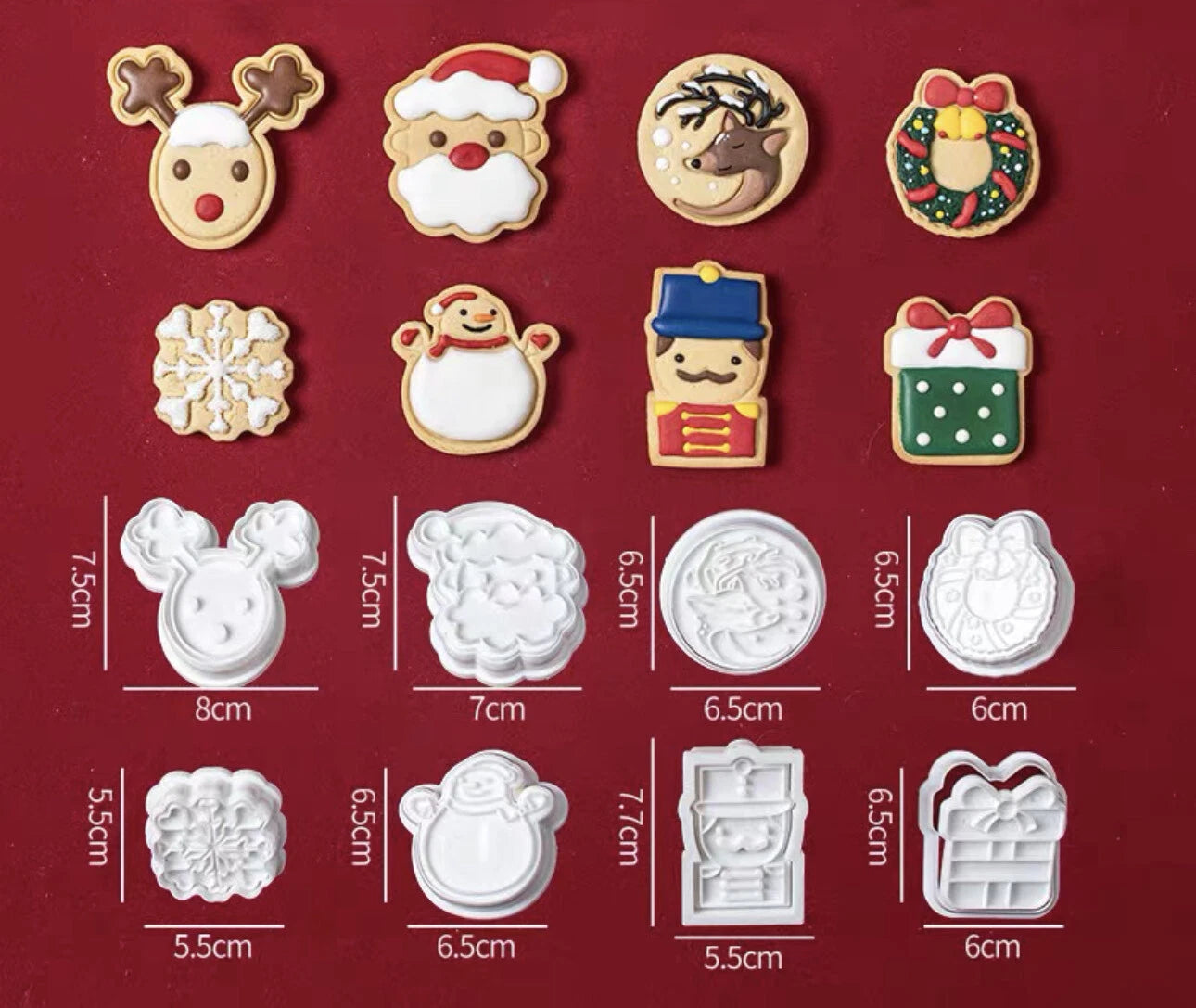 Christmas Cookie Cutters Stamps Set Plunger Mold 3d Diy Biscuit