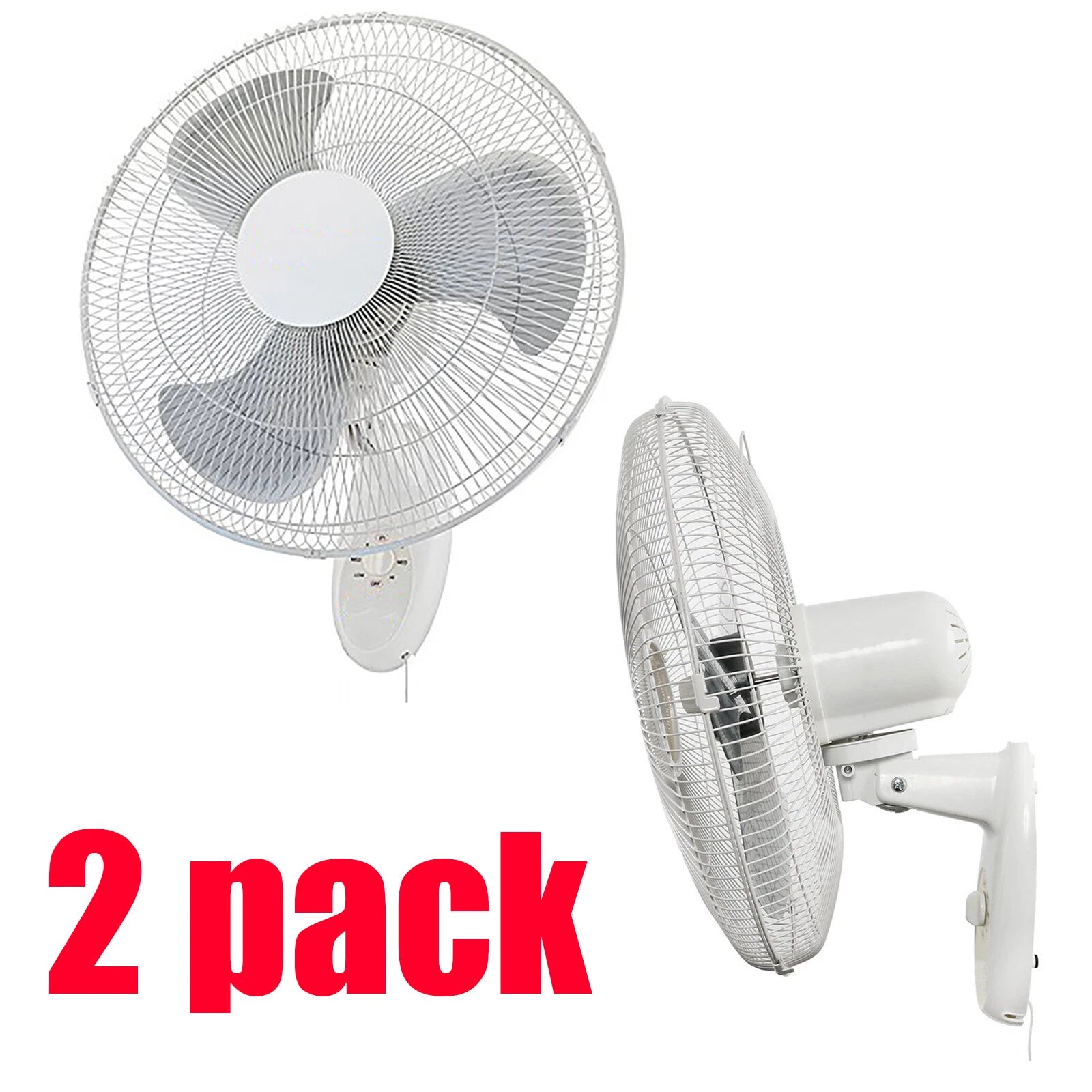 2pk 18" Wall Fan Mount Oscillating Fan 3 Speed Constant Air
