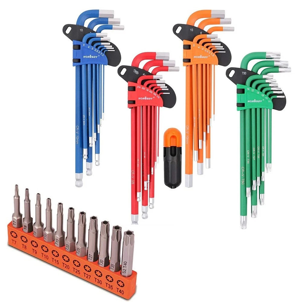 48- Hex Key Allen Wrench Torx Bit Set Ball End Long | Built Supply Co