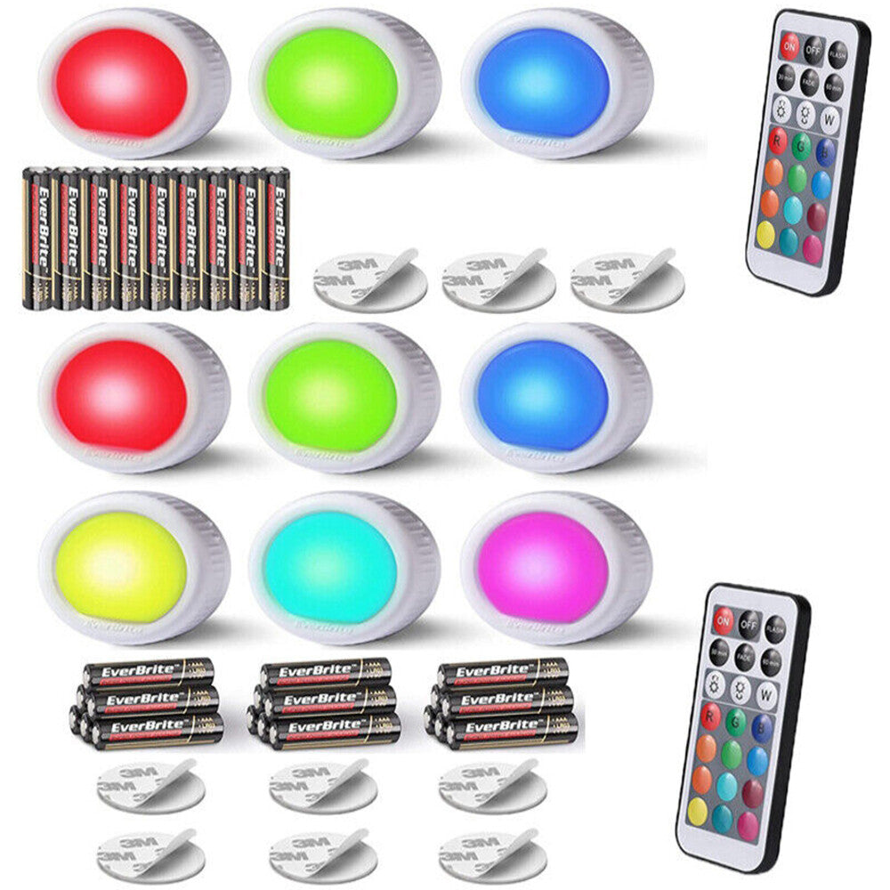 3PACK/6PACK LED Tap Light Push Light 12 RGB Color Wireless Touch Light