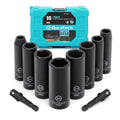 10pc 3/8-Drive Deep Impact Socket Set SAE 6 Point