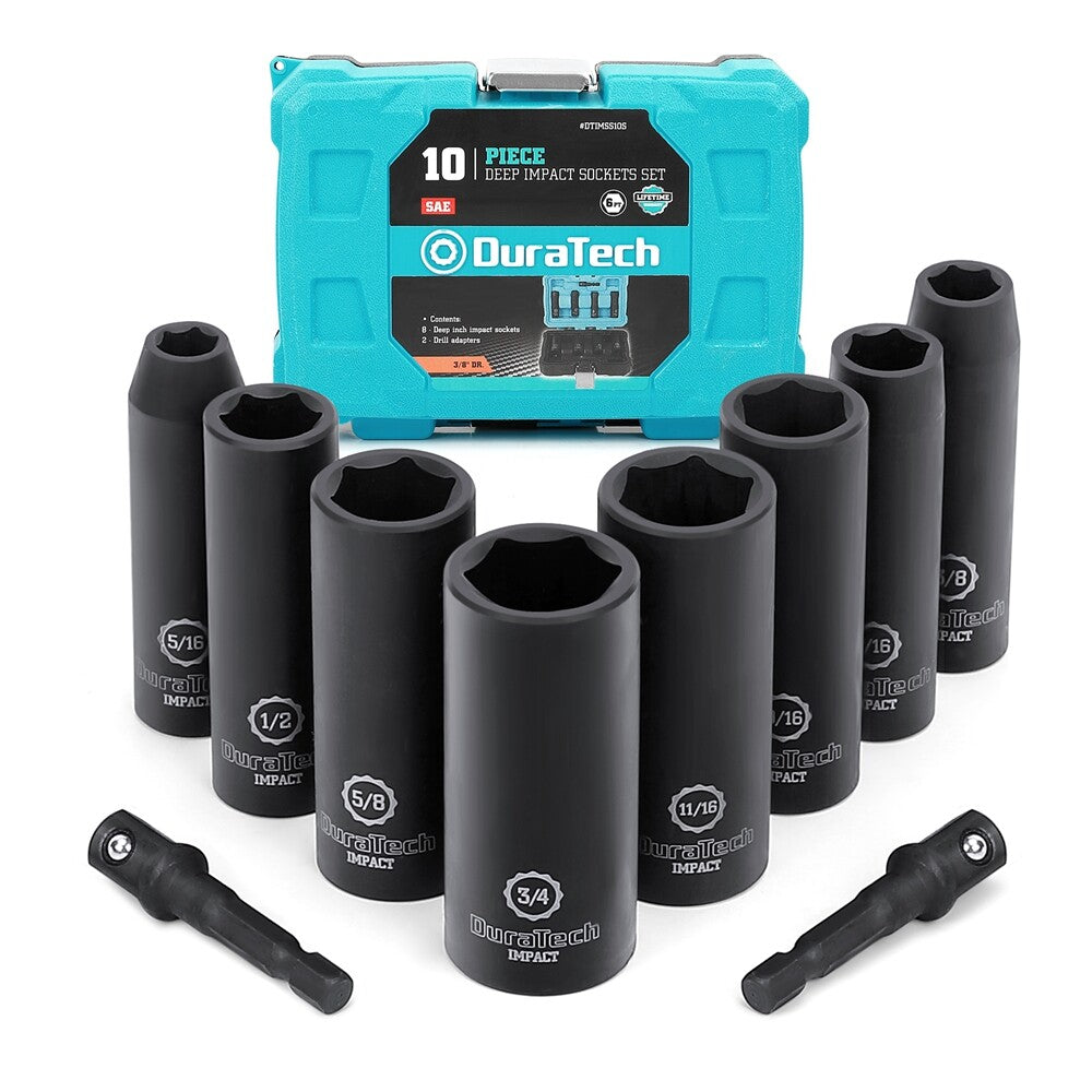 10pc 3/8-Drive Deep Impact Socket Set SAE 6 Point