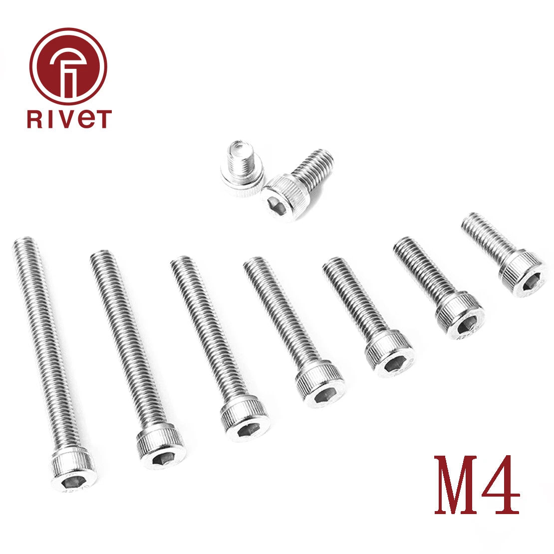 10pcs-1000pcs DIN912 M4 Stainless Steel 304 Hex Bolts Socket Cap Screws Head