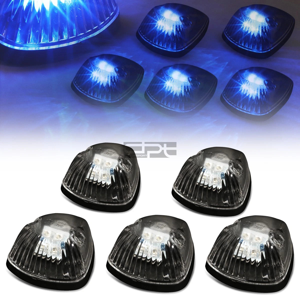Fit 94-98 Dodge Ram Br/be Black Housing Blue Led Cab Roof Running