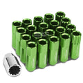 Aluminum Green 16 Lug+4 Lock Nuts+adapter M12x1.25 20mm Od/60mm Tall