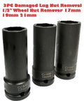 3pc 1/2-Drive Damaged Wheel Lug Nut Removal Socket Set by Unbranded