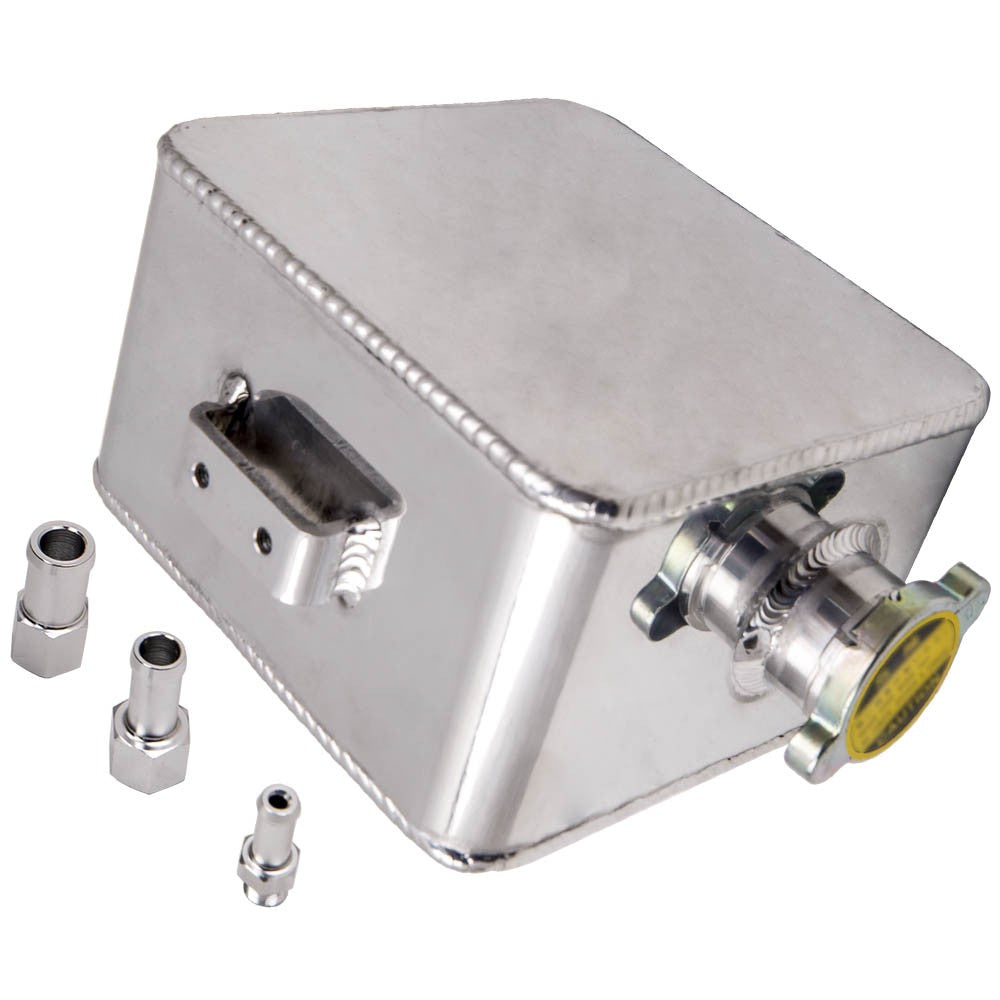 Silver Universal Radiator Coolant Aluminum Tank Bottle Overflow