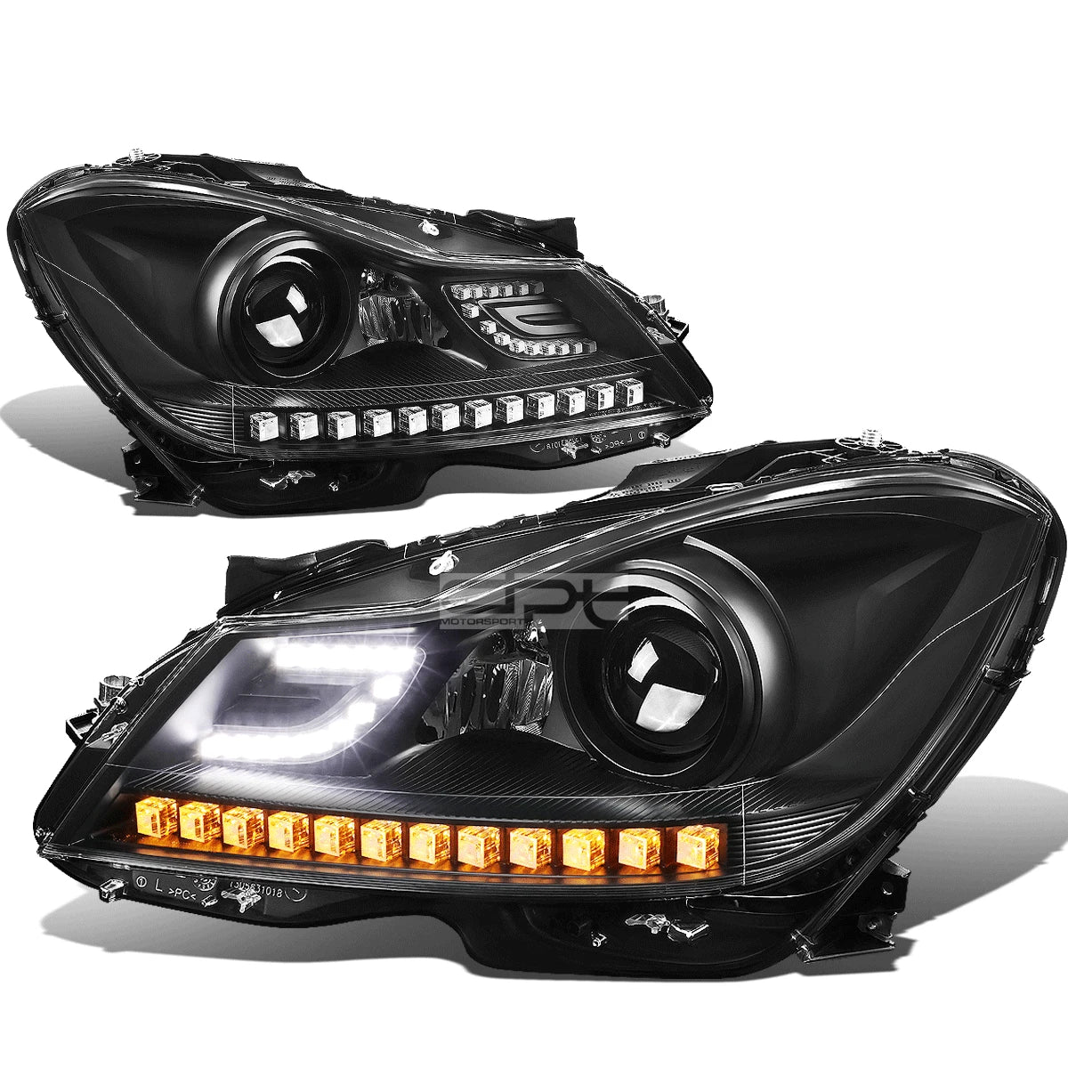 [Led Drl] Fit 2012-2015 Mercedes C-class Pair Black | Built Supply Co