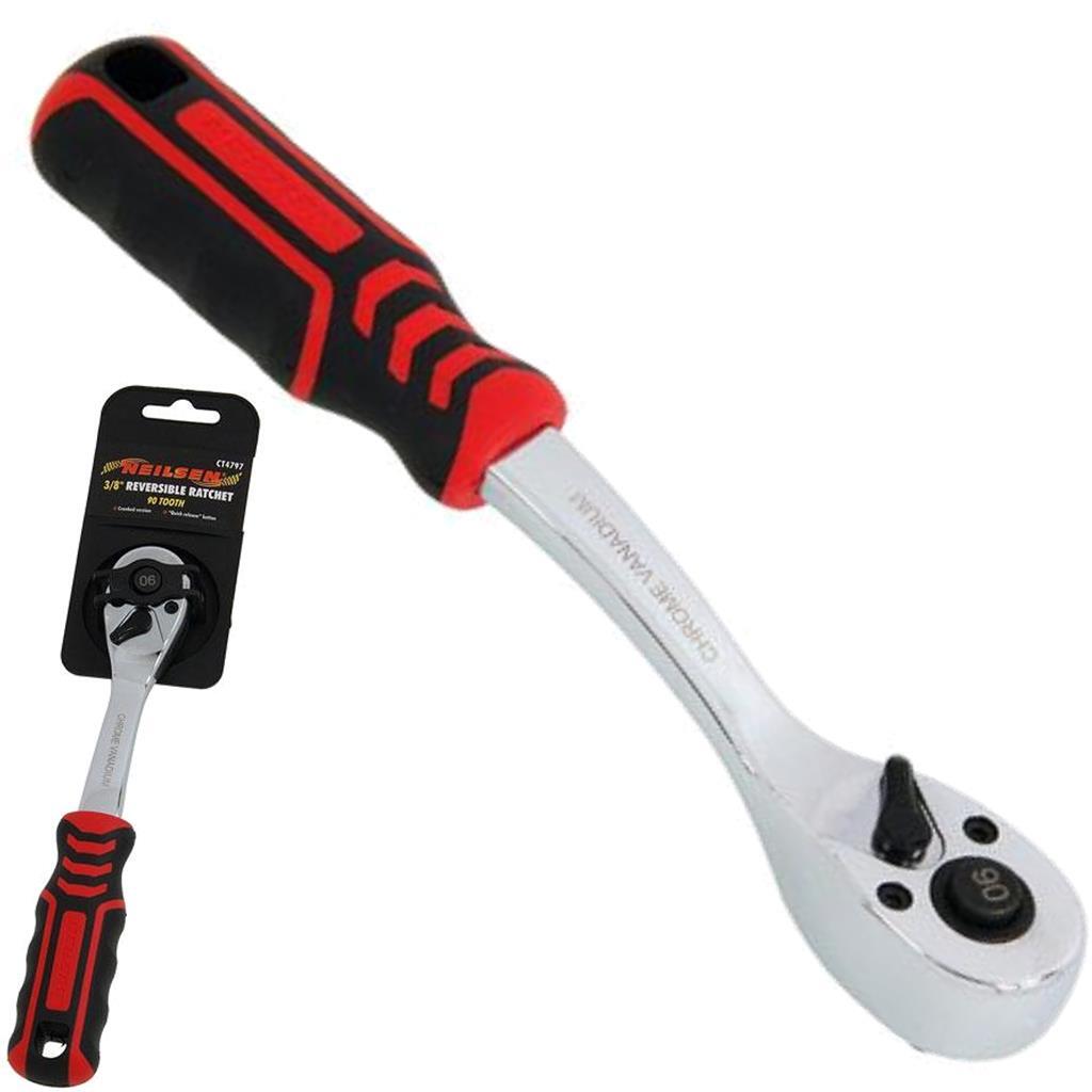 Neilsen 90 Teeth Reversible Ratchet Handle 3/8-Inch by Neilsen