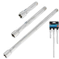 BlueSpot 3pc 3/8" Drive Socket Extension Bar Set 75mm 150mm 250mm Long