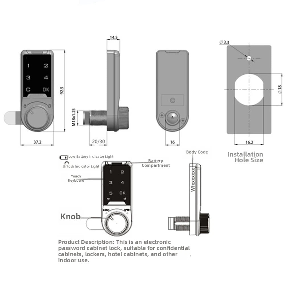 Secure Electronic Cabinet Lock For Mailbox Doors Gym Lockers Sauna