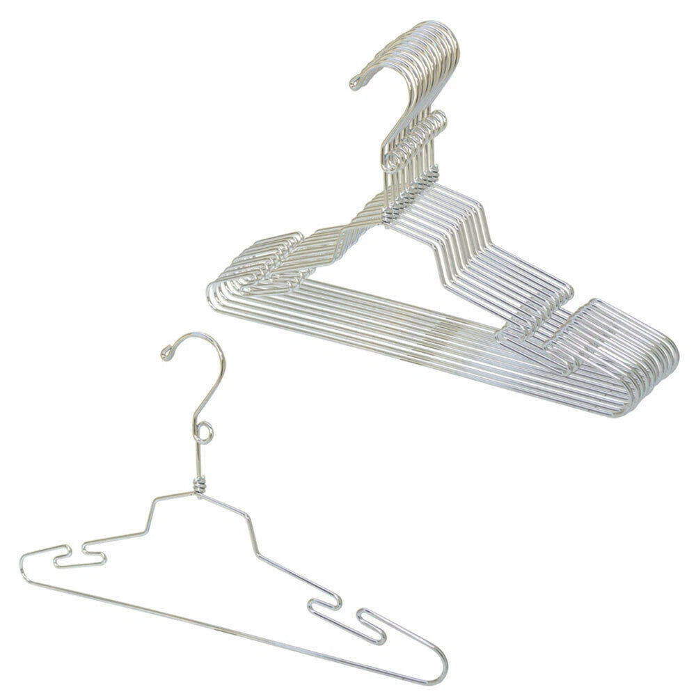 Set Of 16 Inch Chrome Clothes Hangers Fixture Closet Organizer