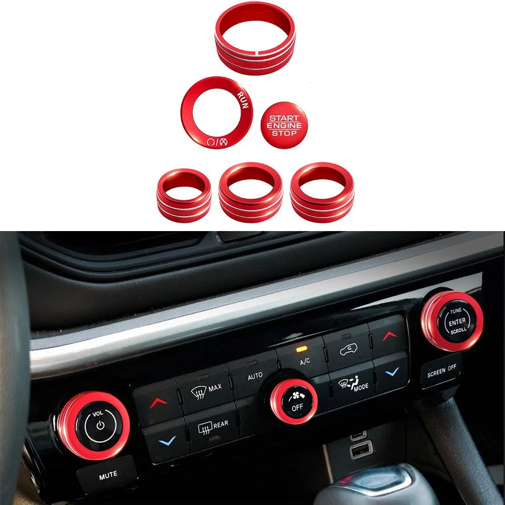 For Jeep Compass 2022-2026 Aluminum Knob Cover Kit For Interior