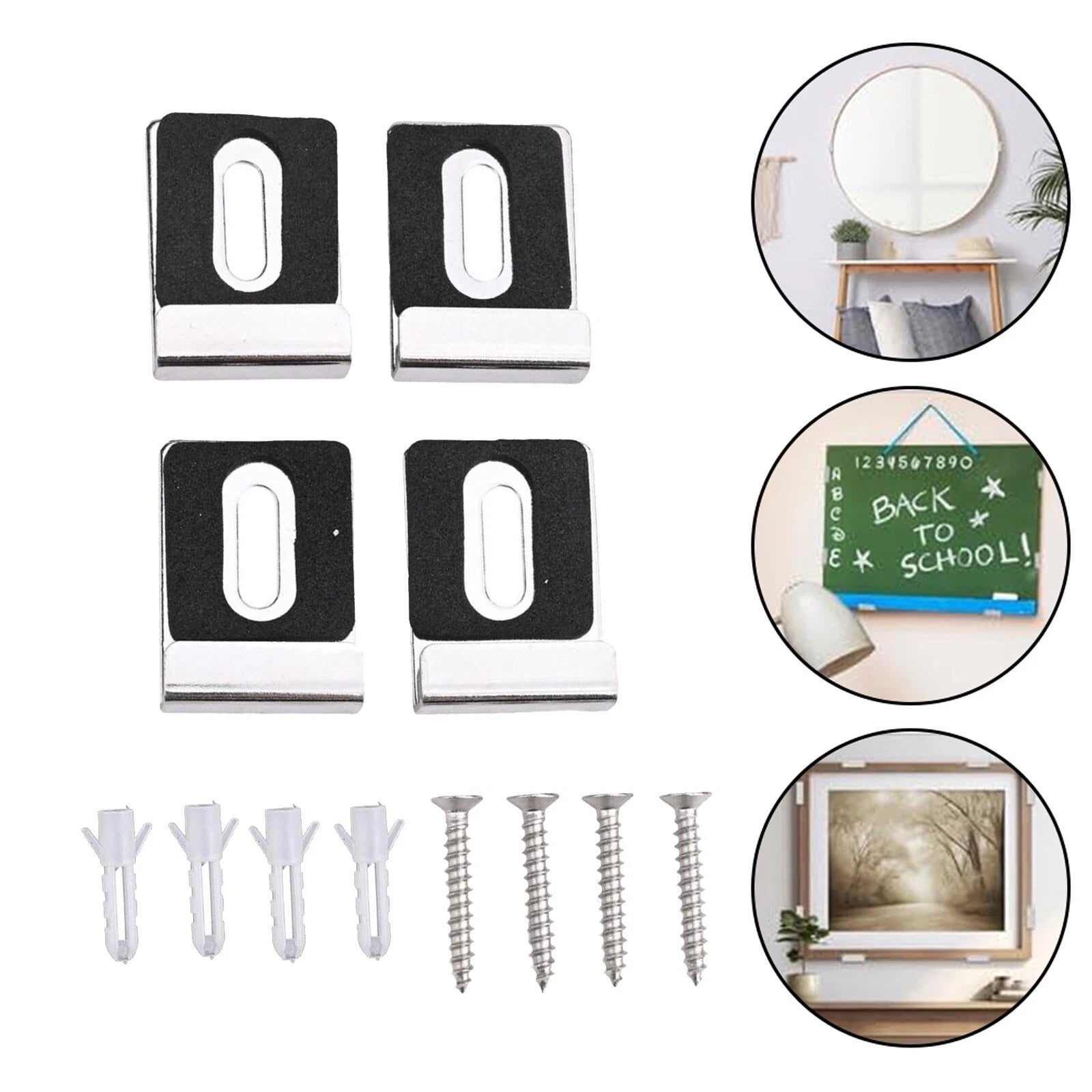 Mirror Bracket Clips With Fixing Screws Complete And Reliable Hanging
