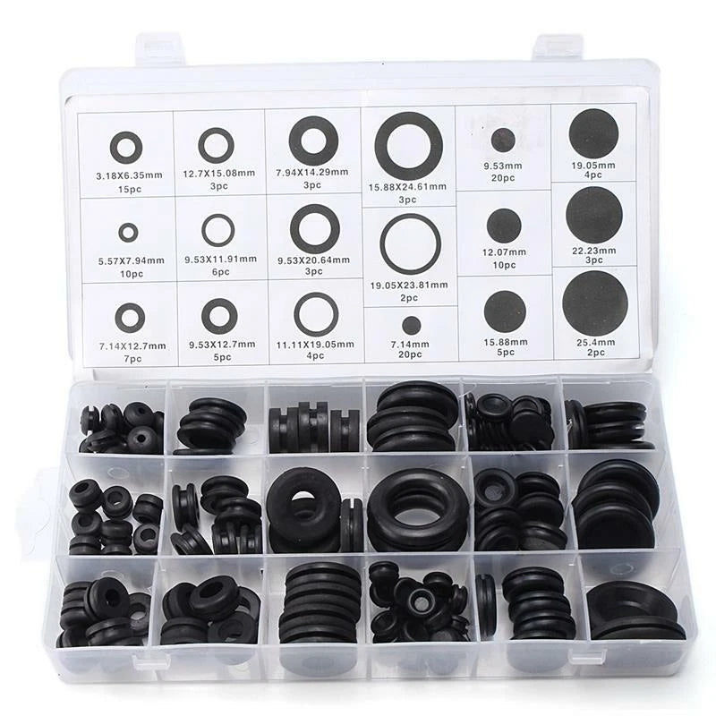 7 Sizes Rubber Grommet Electric Conductor Sealing Ring Assortment