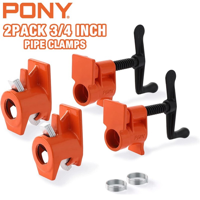 PONY 2-Pack 3/4 Inch Pipe Clamp Fixture for Wood Gluing