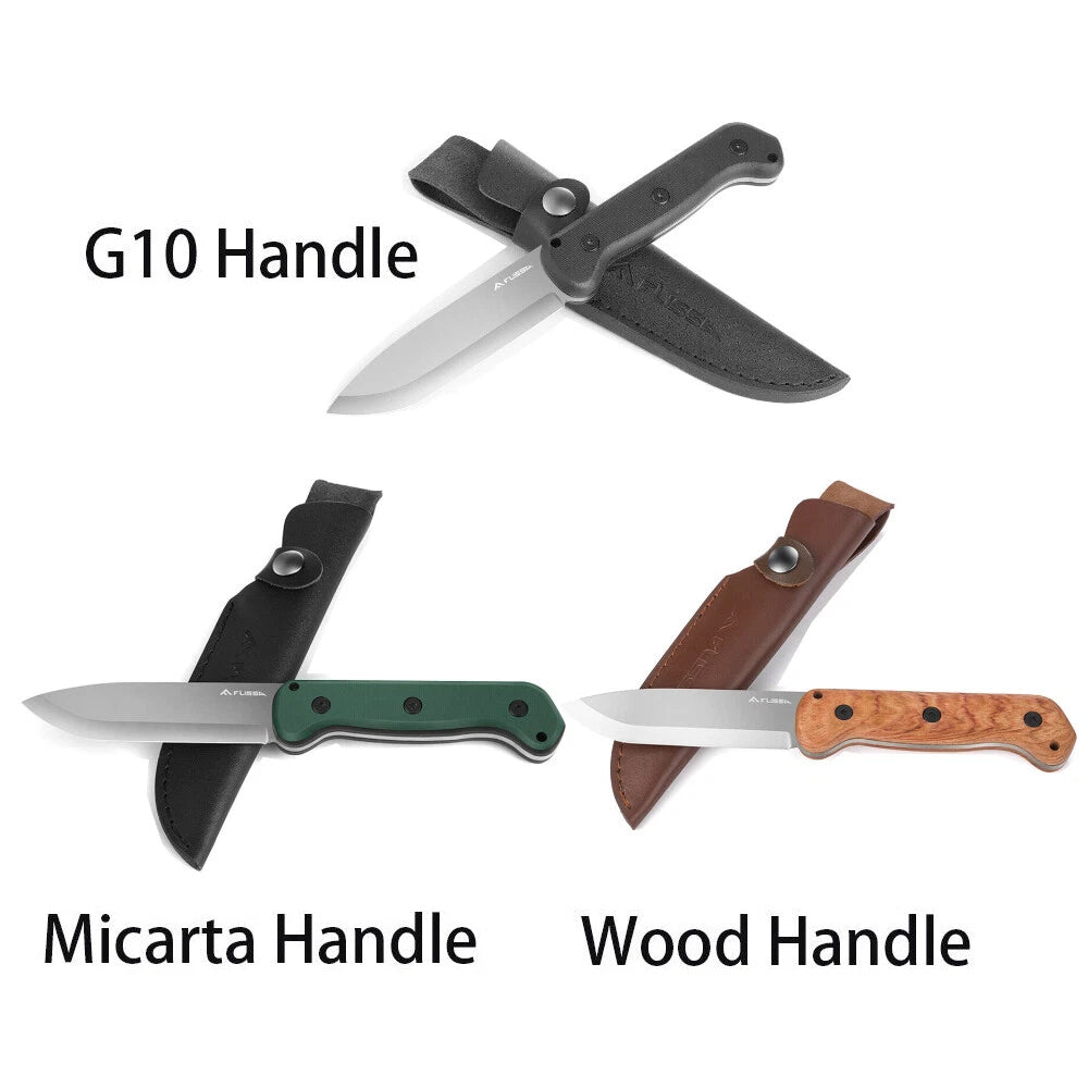 Flissa 9" Fixed Blade Knife D2 Steel Survival Knife Hunting Knife