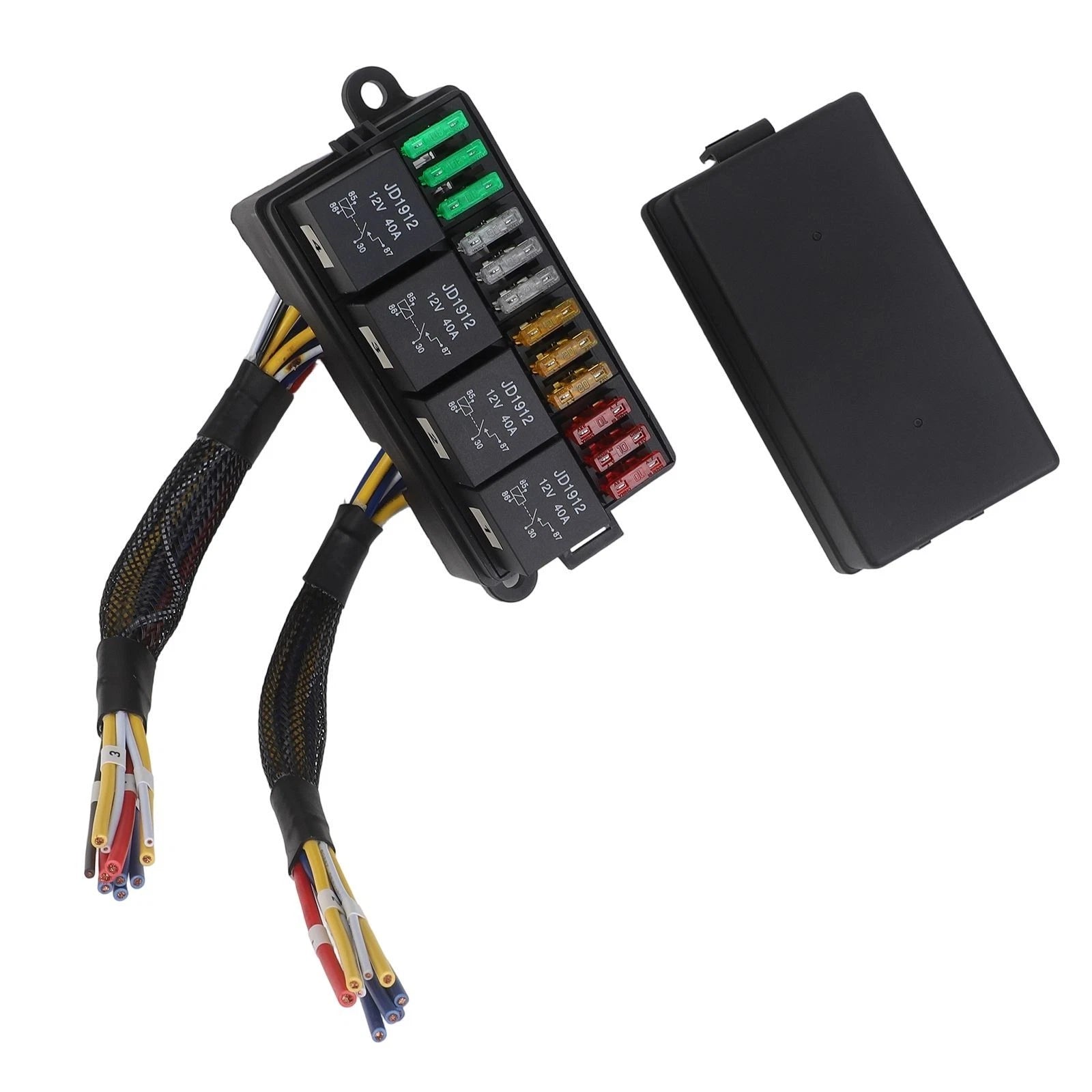 12V Prewired Fuse And Relay Box With 4 Relays And 12 Atcato Fuses For