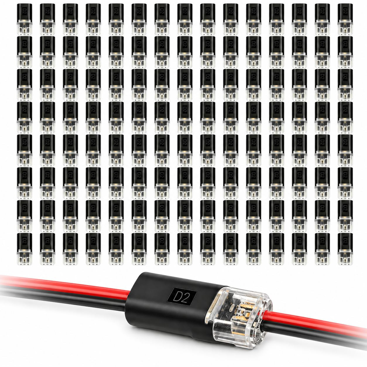 120Pcs Double Wire Plug in Connector,2Pin Low Voltage Quick Connect