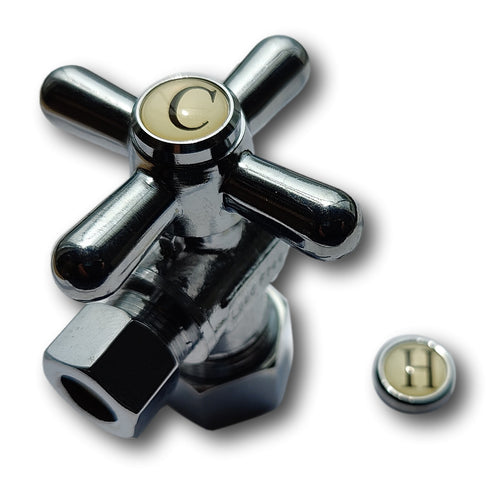 1 Pc. 3/8" OD x 5/8" OD Compression Angle Valve, Polish