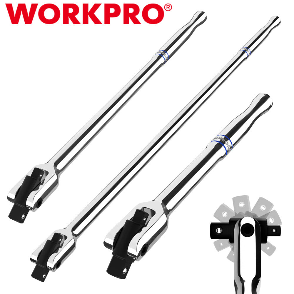 WORKPRO 1/4"/3/8"/1/2" Dual Drive Breaker Bar 8"/16"/24" Heavy Duty