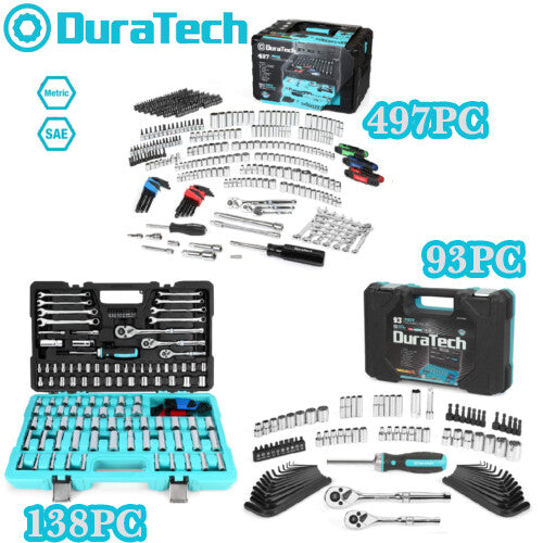 DURATECH 497/138/93 PCS Mechanics Tool Set SAE/Metric Sockets Ratchet