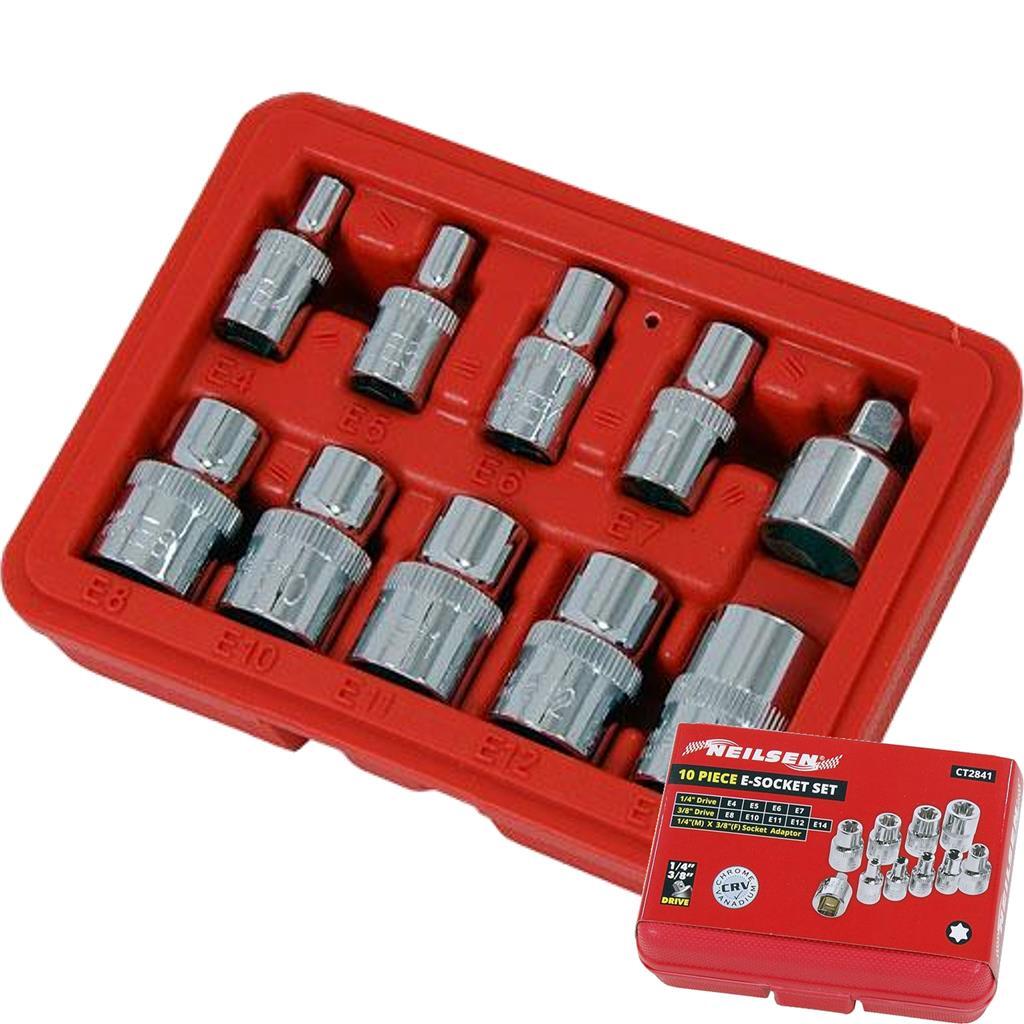Neilsen 10pc E Torx Socket Set - Female Star Bit E4 - E14 by Neilsen