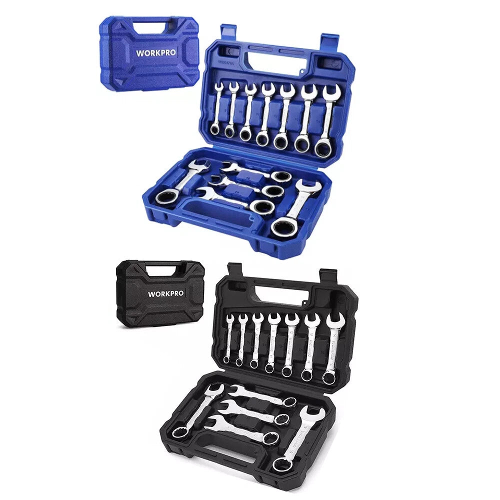 Blue/black Stubby Wrench Set Metric 8-19mm Combination Wrenches Set