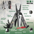 Flissa 18 In 1 Camo Multitool Pliers Stainless Steel Edc Gear With