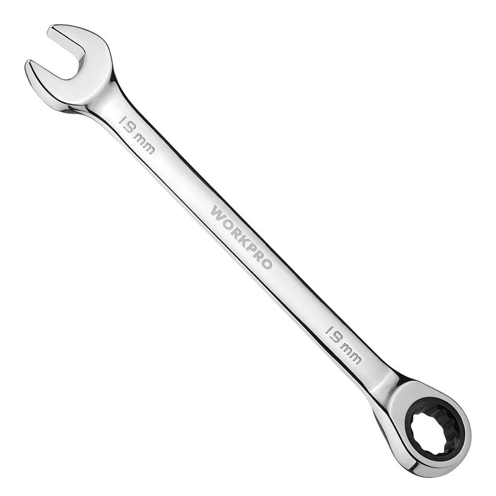 Workpro 19mm Ratcheting Combination Wrench Metric Cr-v 15-degree