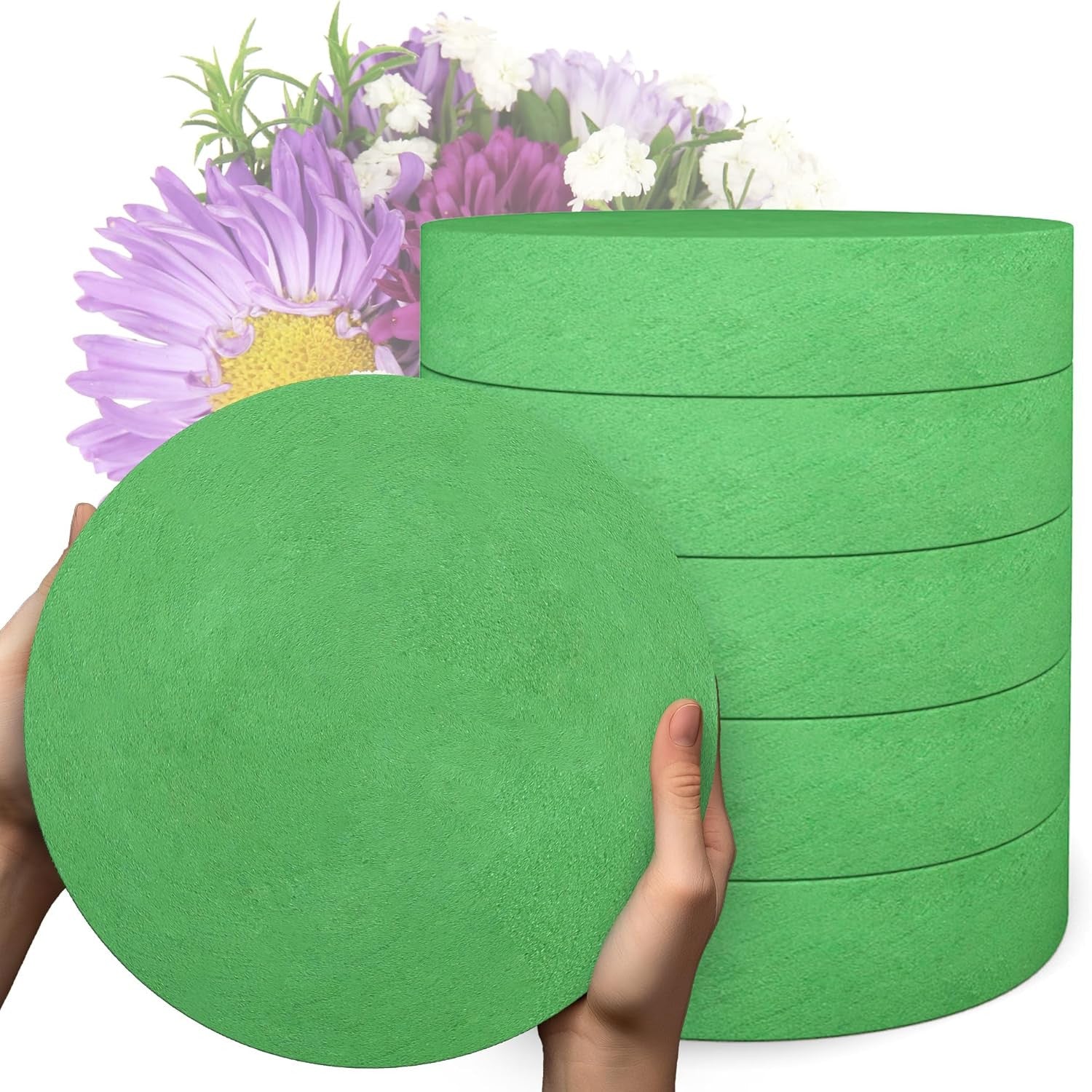 6Pcs Floral Foam round Blocks, Large Wet and Dry Green Foam for